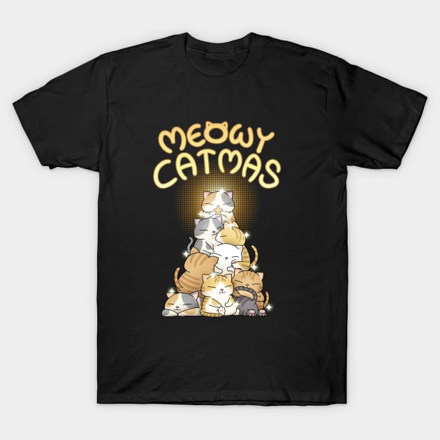 Meowy Catmas Cat Christmas Tree T-Shirt by Takeda_Art